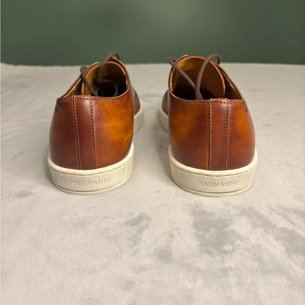 Magnanni Burnished Cognac Leather Derby Sneakers